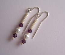 SS Purple & Pearl Earrings $15.00