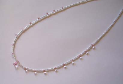 20" Pink Glass Teardrop Necklace $35.00