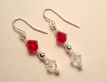 SS Red & Clear Earrings $20.00