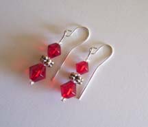 SS Red Glass Earrings $15.00