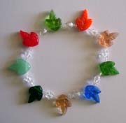 8" Colorful Glass Leaf & Clear Swarovski Bracelet $30.00
