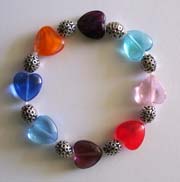 7.5" Colored Glass Bead Bracelet $30.00