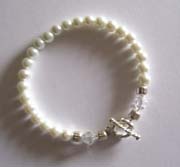 7.5" Small Pearl & Clear Swarovski Crystal Bracelet $ 30.00