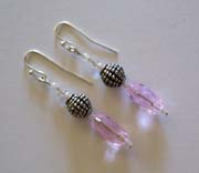 SS Pink Glass & Clear Swarovski Crystal Earrings $20.00