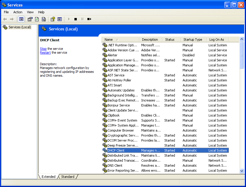 Windows Xp Could Not Start The Dhcp Client Service