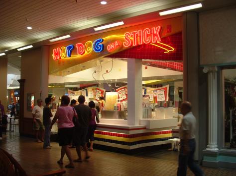 mall but at malls in 14 states the Hot Dog on a Stick can be found. mall but at malls in 14 states the Hot Dog on a Stick can be found.