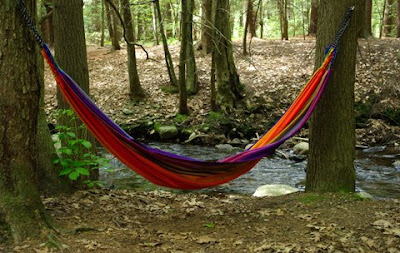 A colorful hammock along the Amethyst Brook in Amherst Mass