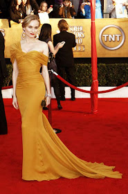 mustard and red dress