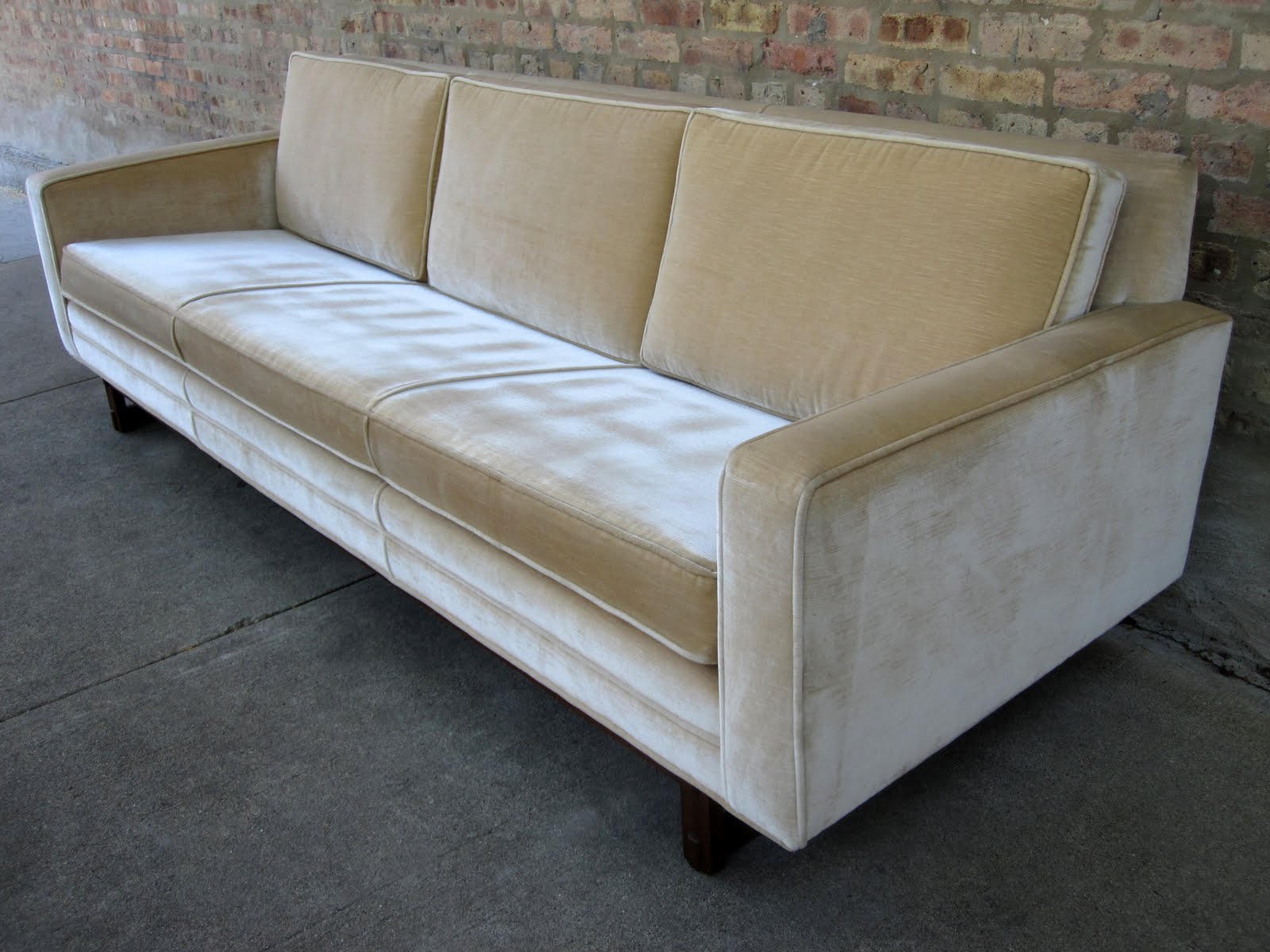 circa midcentury 'danish modern' velour sofa