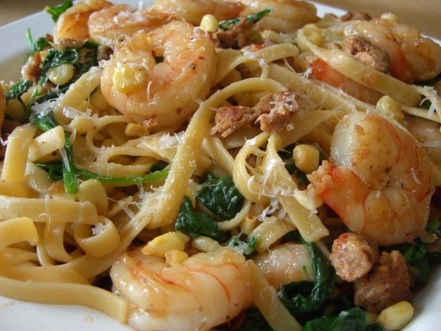 Dinners For A Year And Beyond Spicy Shrimp Sausage And Spinach Fettuccine