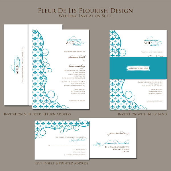 Fleur De Lis Flourish Wedding Invitation Suite Fleur De Lis Flourish Wedding Invitation Suite