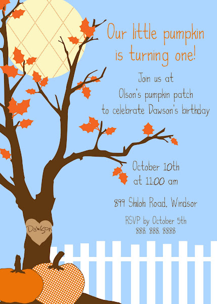 Little Pumpkin Fall Birthday or Halloween/Harvest/Festival Invitation