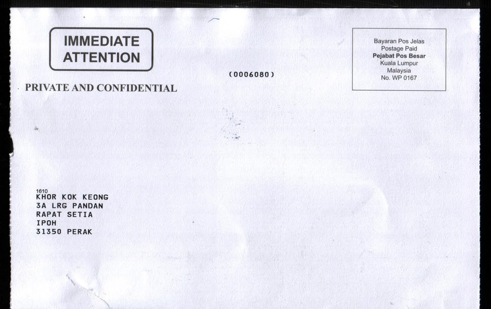 Malaysia Kkkhor Malaysia Postage Paid Envelope
