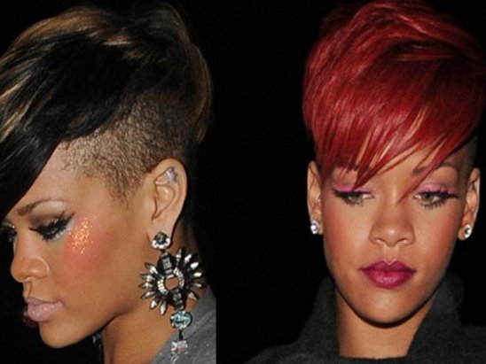 rihanna red hair long 2010. rihanna long red hair fringe.