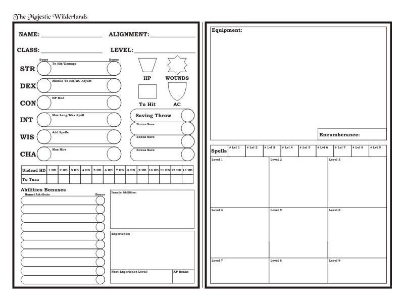 bat in the attic majestic wilderland character sheet rolemaster character sheet