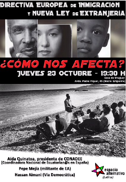 Debate Espacio Latina (Madrid) Directiva Europea de Inmigración y Nueva Ley de Extranjería