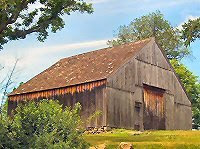 A wooden barn