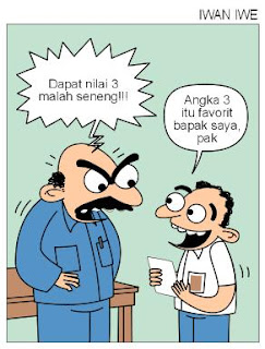 +Dapat nilai 3 malah seneng!!! -Angka 3 itu favorit bapak saya, pak