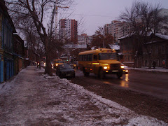 Samara, enneigee, de nuit avec les Marchroutkas (mini bus)
