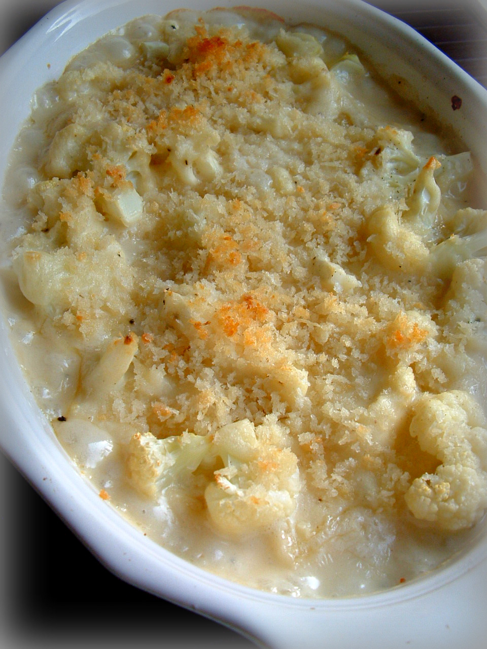 Cheesy Cauliflower Bake with Crunchy Panko Crumbs made Lite! A Feast For The Eyes
