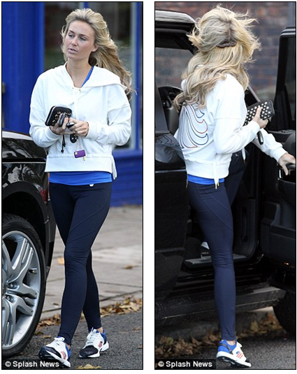 Unfortunate Alex Gerrard was caught out by a gust of wind as she left the 