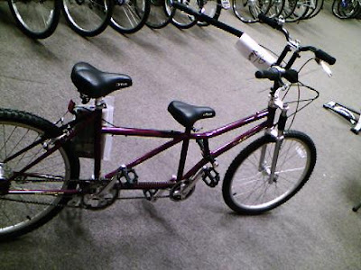 tandem bicycle, purple color