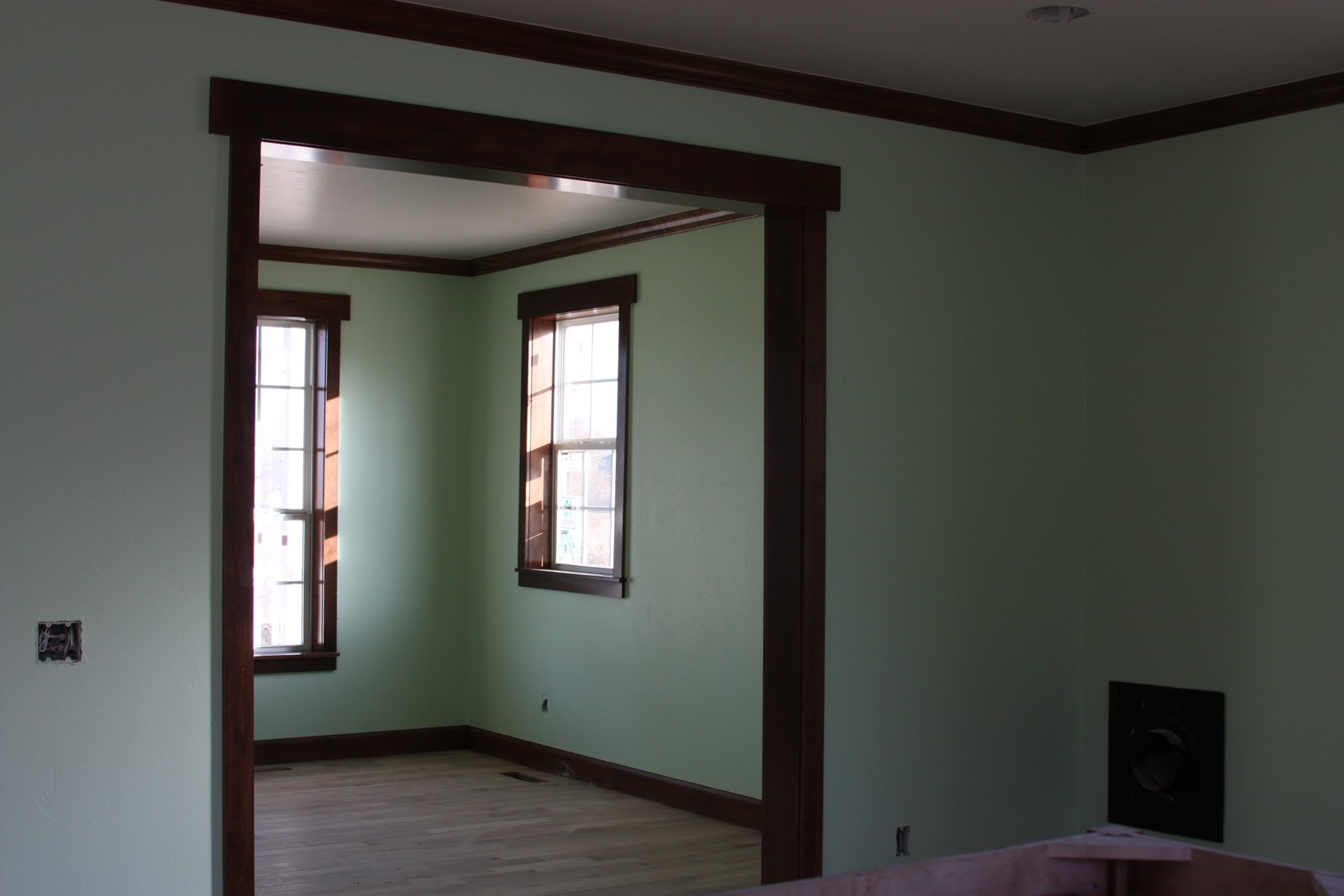 Updating kitchen cabinet doors Paint Color with Dark Wood Trim in Room