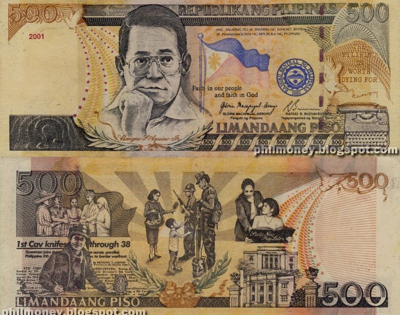 Philippine Money Peso Coins and Banknotes Detect Fake 500 Peso Bills