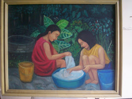 Laundrywomen, 24x30" Oil Painting,  By Carmen H. Uy