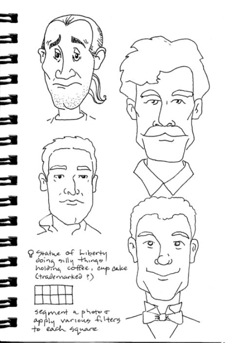 caricatures in an artist journal 