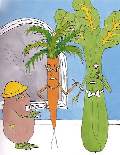 vegetables at a high society party ink and marker drawing