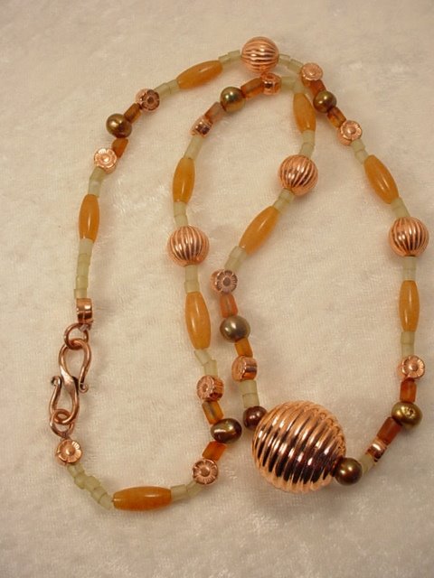Necklace with Carnelian, New Jade, and Red Aventurine