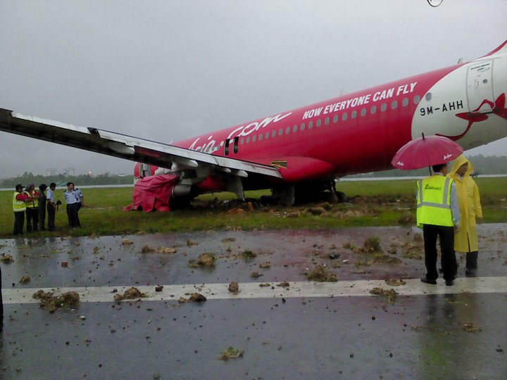 MKnight AirAsia Plane Skids At Kuching Airport