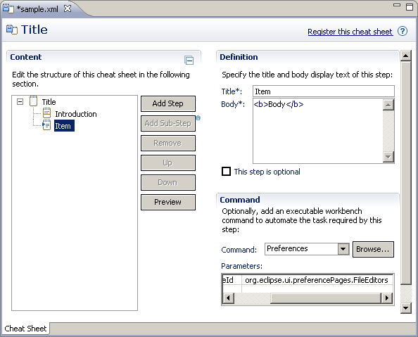 eclipse rcp cheat sheet editor eclipse cheat sheet