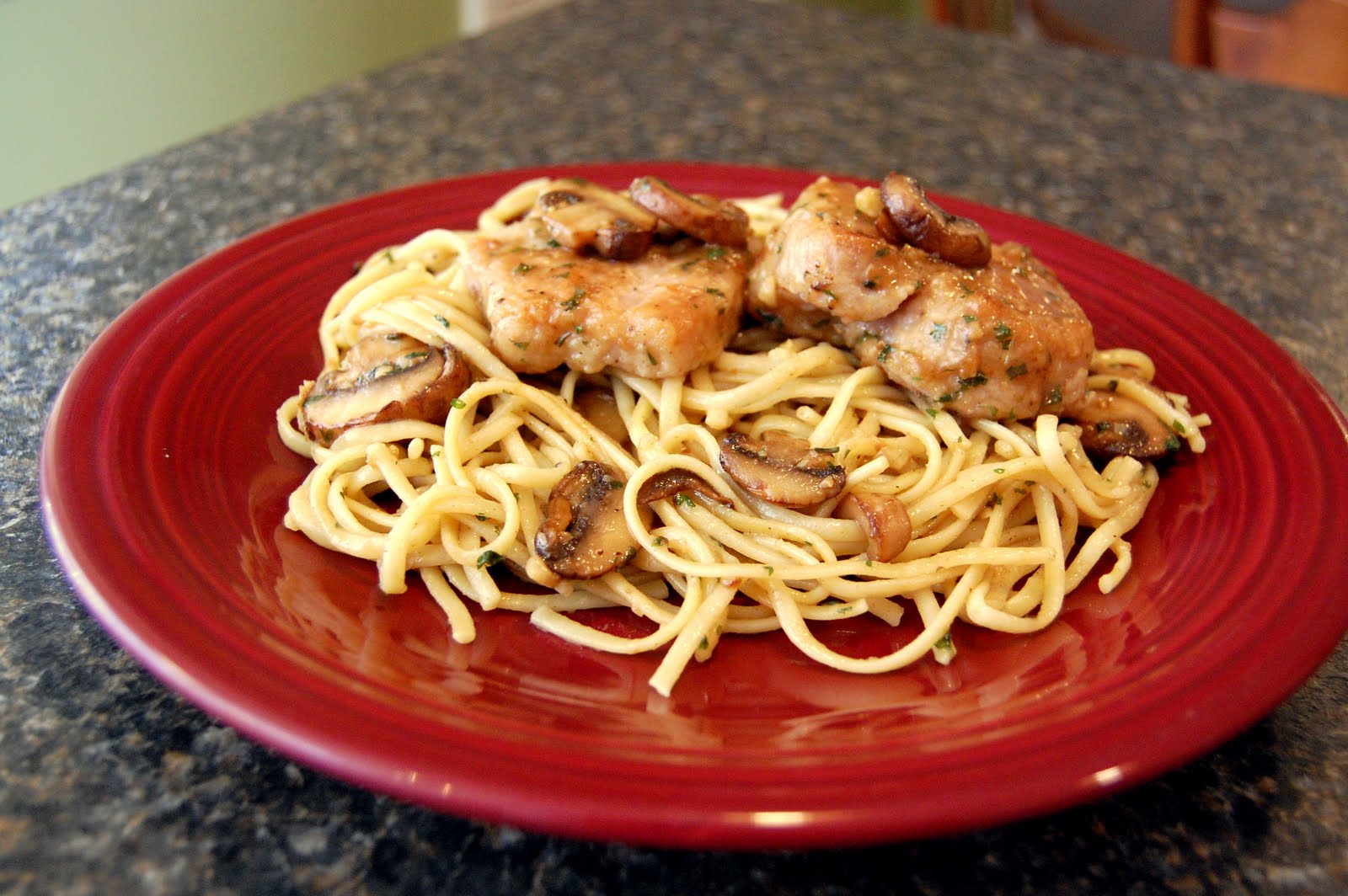 cook+look Pork Tenderloin Medallions with Marsala Sauce and Pasta