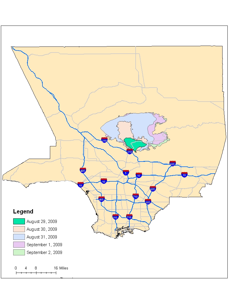 the station wildfire began as a small brush fire in the angeles national forest on august 26 2009 fueled by chaparral vegetation drought and rugged the station wildfire began as a small brush fire in the angeles national forest on august 26 2009 fueled by chaparral vegetation drought and rugged