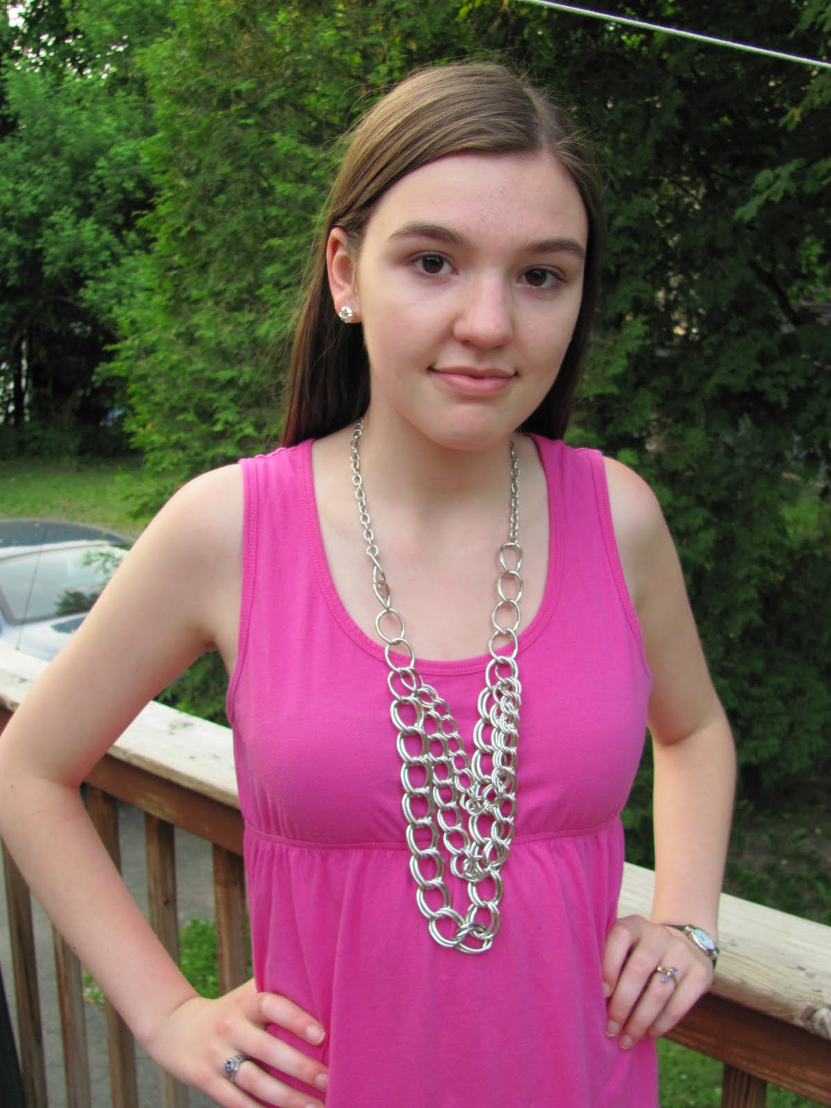 I wore this lovely pink dress and some intense silver jewelry to hang out w...