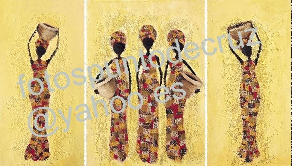 KITS PARA PUNTO DE CRUZ: Triptico africanas