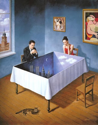 The art of Rafal Olbinski has illusions in art. The art of Rafal Olbinski has