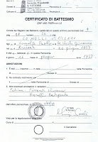 Certificado de Bautismo de Vincenzo Comolli de Arcisate