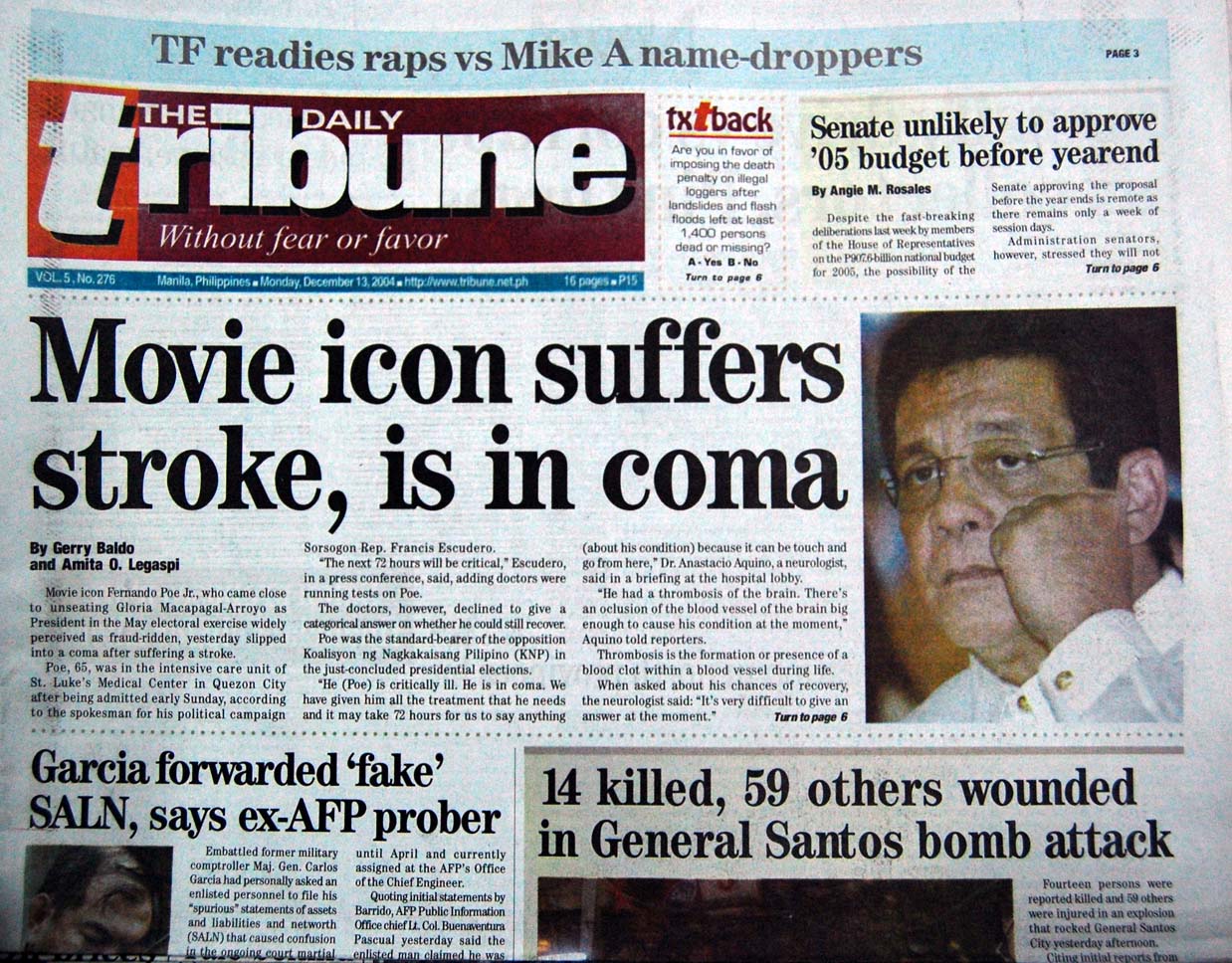 THE HEADLINES 3 YEARS AGO: FPJ