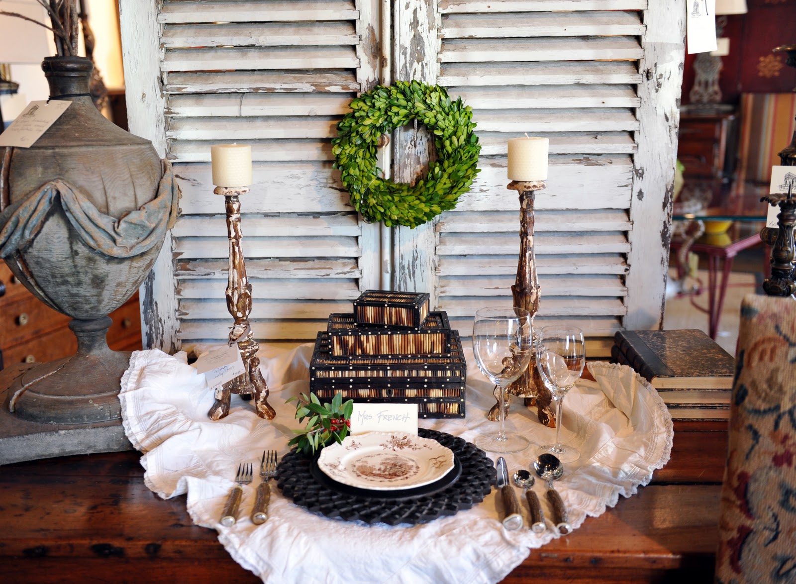 Mrs. French Setting a Table