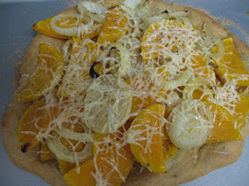 Butternut squash and onion pizza, adapted from Vegetarian Planet by Didi Emmons