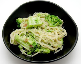 spaghetti carbonara with broccoli, adapted from Mark Bittman's How to Cook Everything