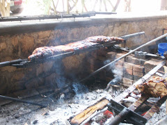 Pig on a spit, yum!