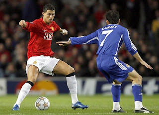 Cristiano Ronaldo tries to trick an opponent in an effort to find a way through Dynamo's defence Cristiano Ronaldo tries to trick an opponent in an effort to find a way through Dynamo's defence