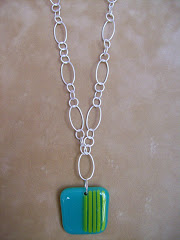 Teal and green pendant on chain