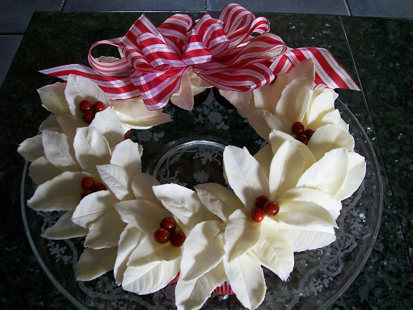 White Chocolate Leaves on red velvet cupcakes