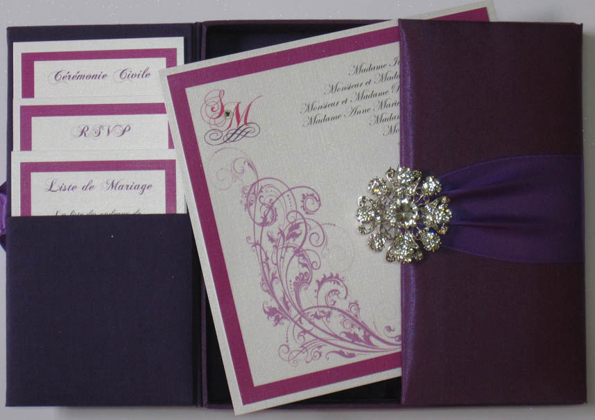 Shown is one of NANGFA's best selling wedding silk invitation boxes with