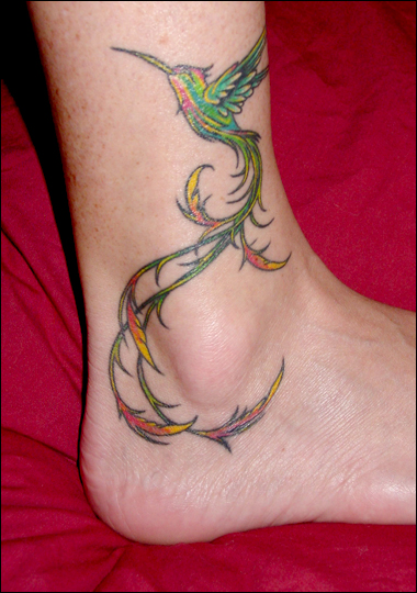 Phoenix Tattoo Design on Girls Ankle